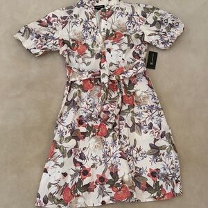 Floral Button-Up Dress with Balloon Sleeves